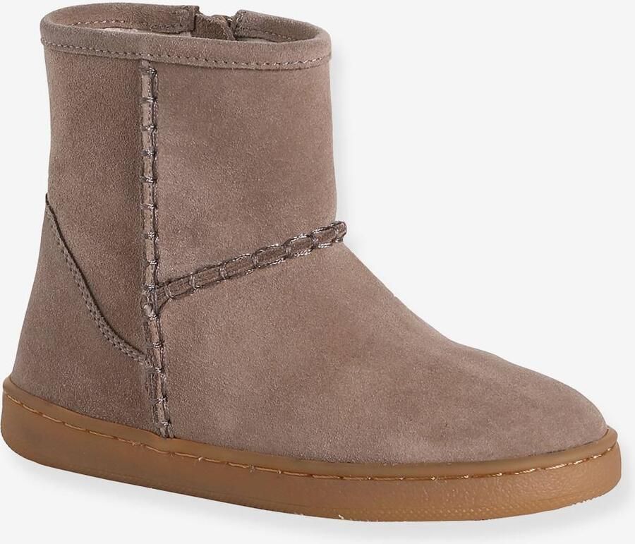 VERTBAUDET Leren meisjesboots met rits taupe - Foto 1