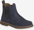 VERTBAUDET Leren meisjeslaarzen met schulprandjes marineblauw - Marineblauw
