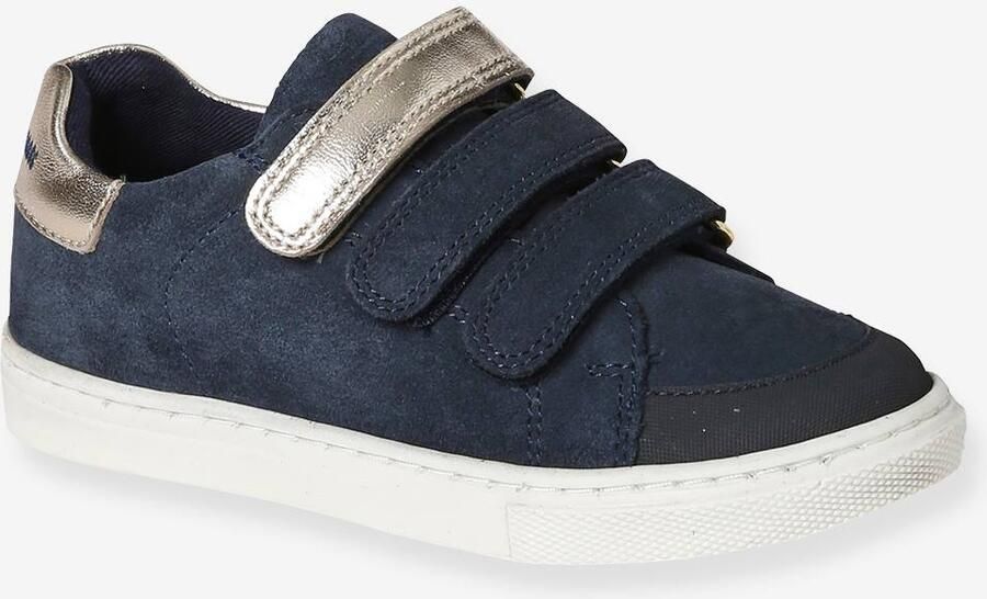 VERTBAUDET Leren meisjessneakers met klittenband marineblauw - Foto 2