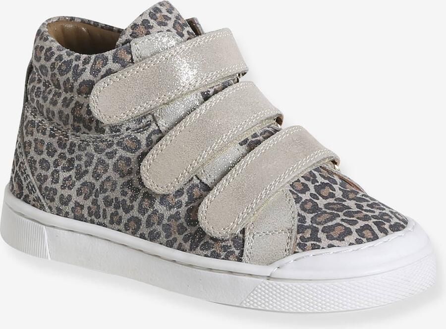 VERTBAUDET Leren MID-sneakers met klittenband kleutercollectie meisjes beige bedrukt - Foto 2