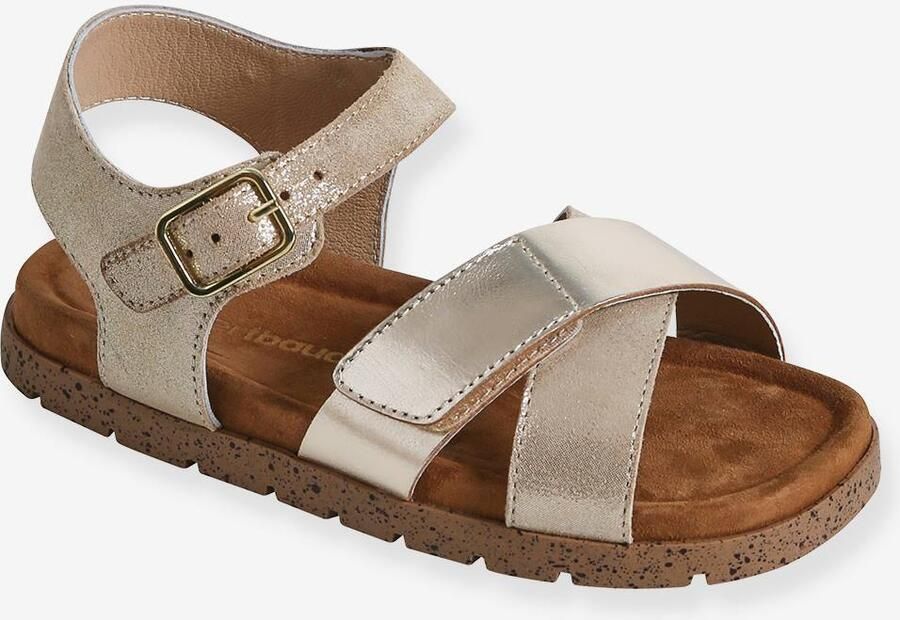VERTBAUDET Open leren sandalen voor kinderen -collectie. goud