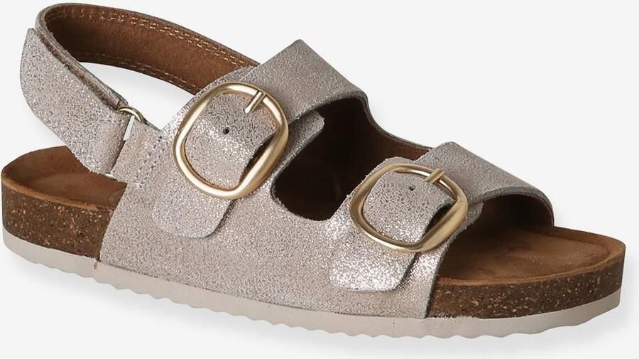 VERTBAUDET Leren sandalen met gespen goud