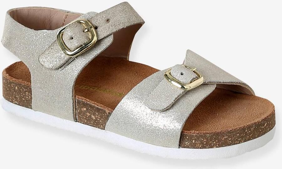 VERTBAUDET Leren sandalen met gespen goud