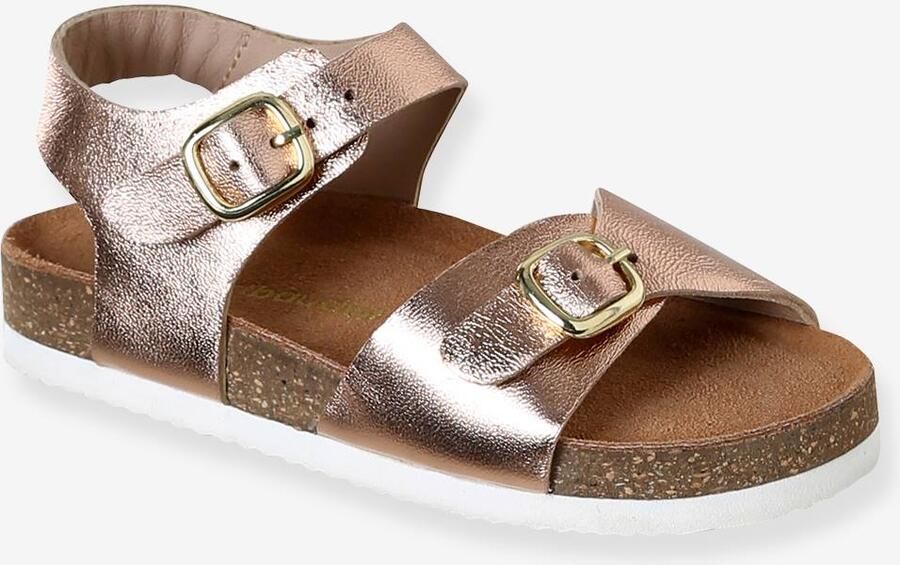 VERTBAUDET Leren sandalen met gespen lichtroze