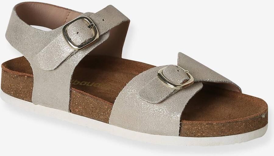 VERTBAUDET Leren sandalen voor kinderen met dubbele gespen goud