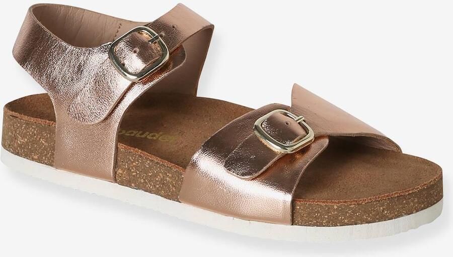 VERTBAUDET Leren sandalen voor kinderen met dubbele gespen lichtroze