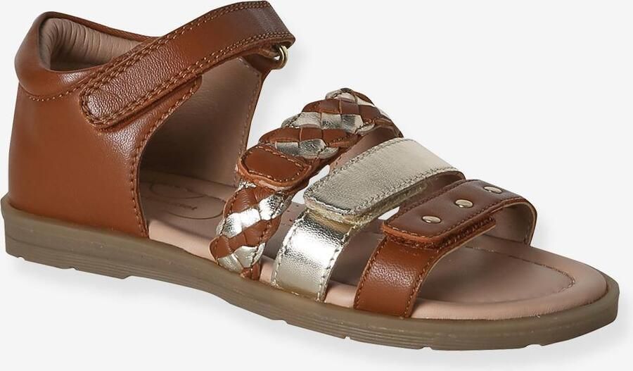 VERTBAUDET Leren sandalen voor kinderen met gesloten hiel kleuterschoolcollectie veel bruin