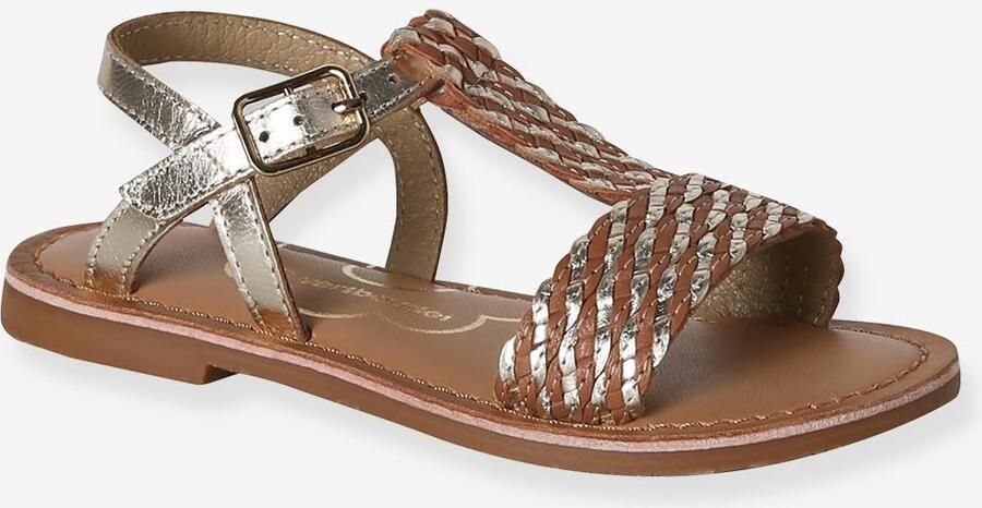 VERTBAUDET Leren sandalen voor meisjes collectie kleuterschool bruin bedrukt - Foto 2