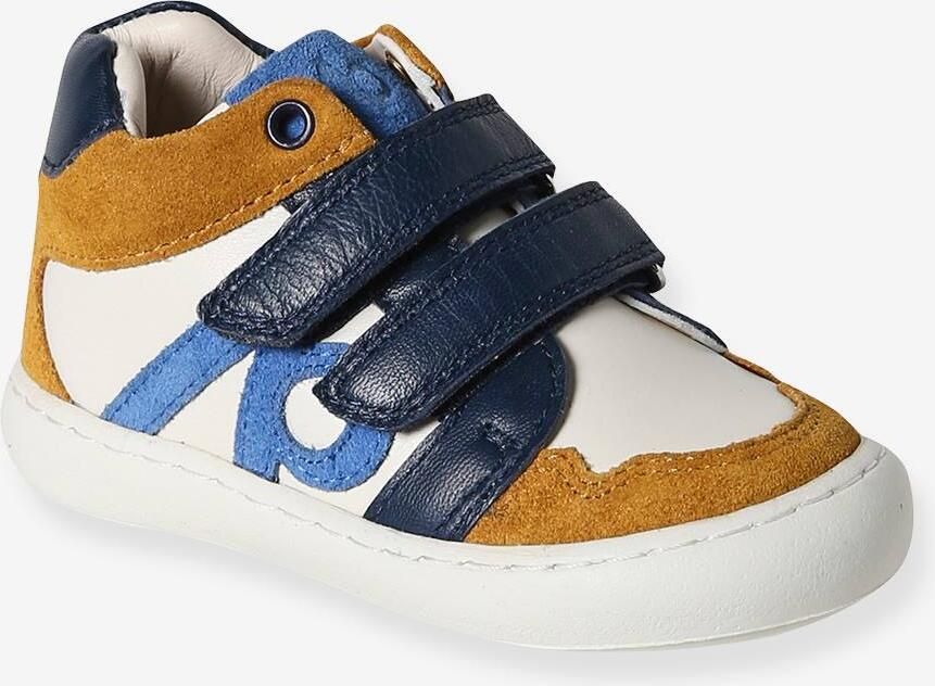 VERTBAUDET Leren sneakers met klittenband ecru