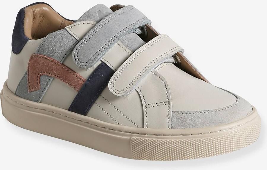 VERTBAUDET Leren sneakers met klittenband ecru
