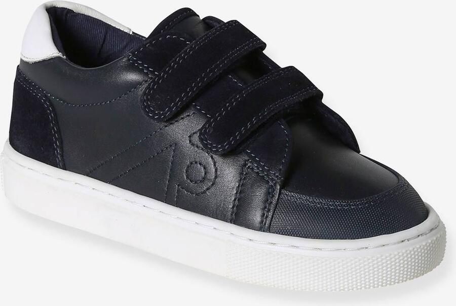 VERTBAUDET Leren sneakers met klittenband kleutercollectie marineblauw
