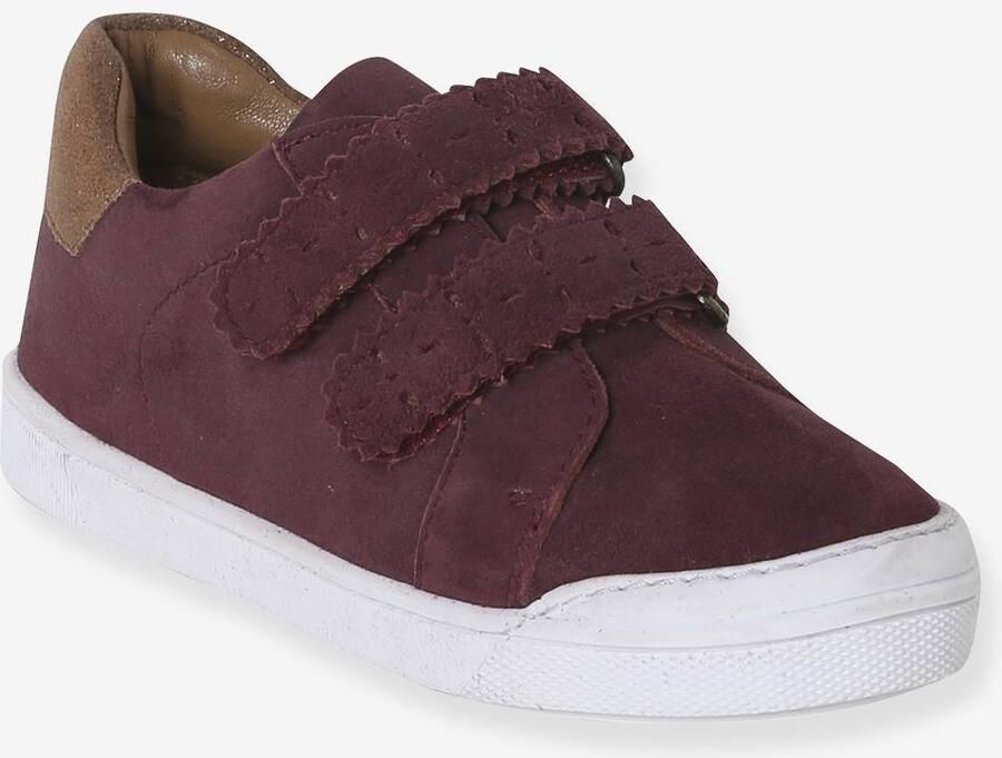 VERTBAUDET Leren sneakers met klittenband kleutercollectie meisjes bordeauxrood