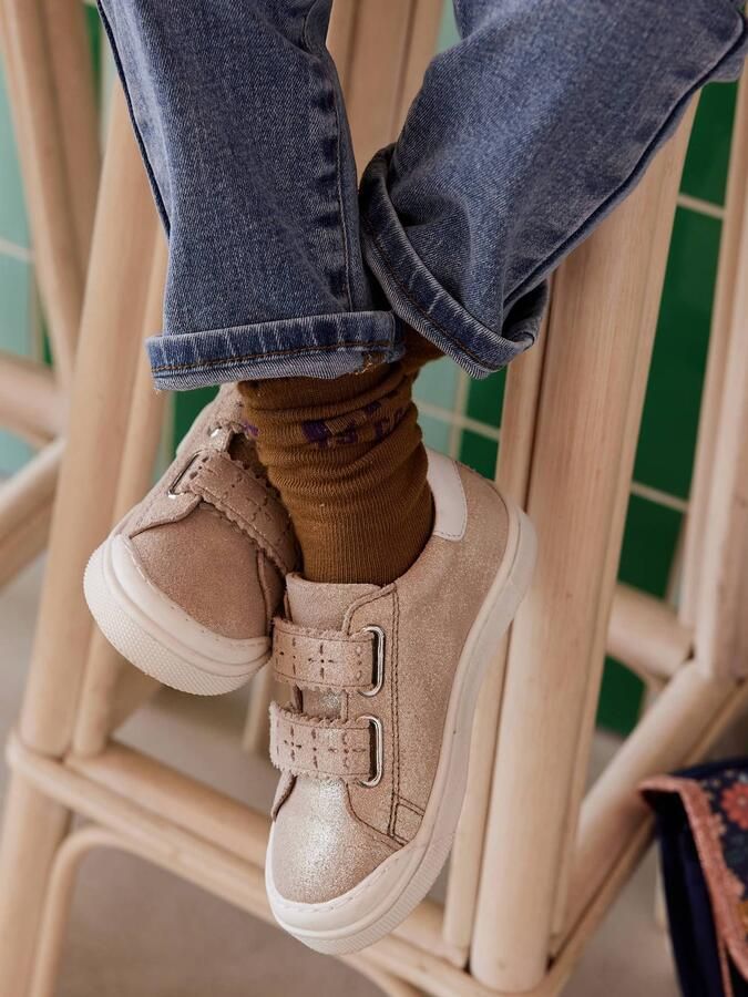 VERTBAUDET Leren sneakers met klittenband kleutercollectie meisjes goud