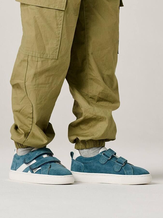 VERTBAUDET Leren sneakers met klittenband voor jongens kleutercollectie jeansblauw - Foto 2