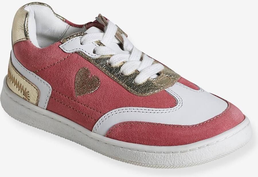 VERTBAUDET Leren sneakers voor meisjes kleutercollectie veel roze