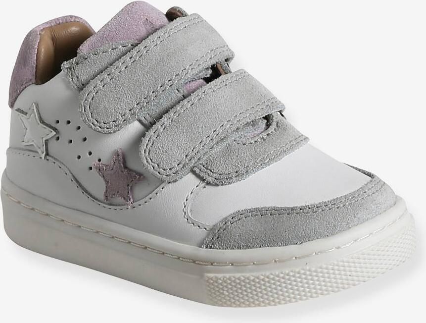 VERTBAUDET Leren witte babysneakers met klittenband wit