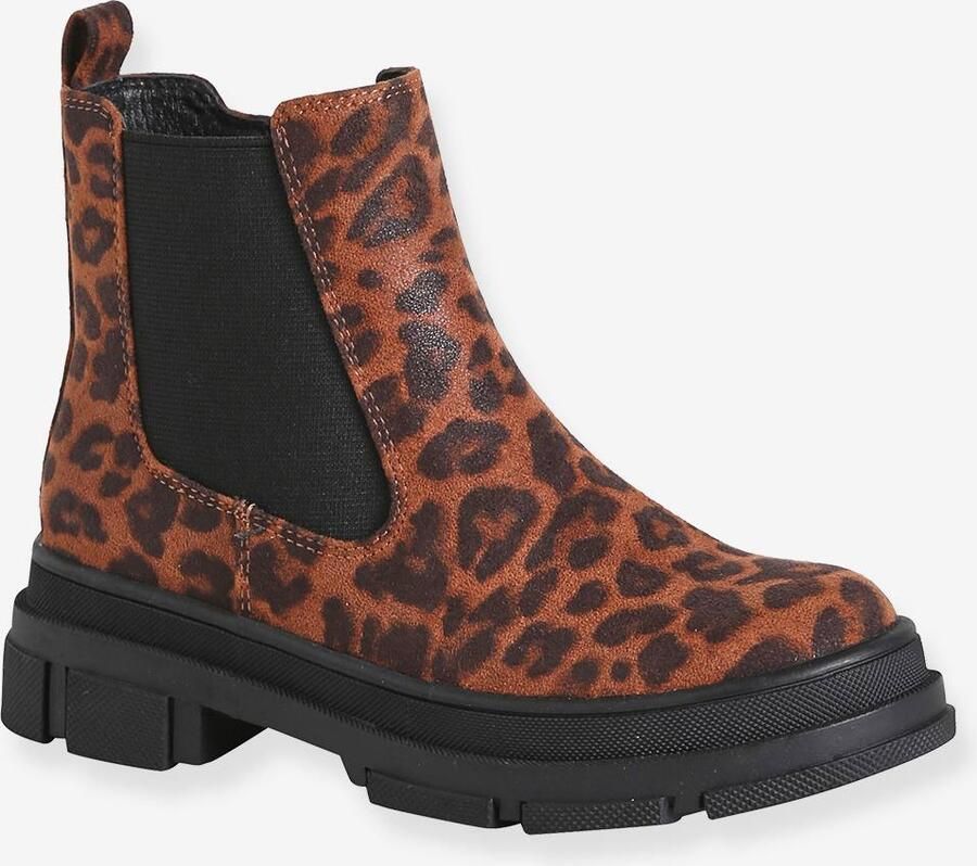 VERTBAUDET Meisjesboots met rits gemêleerd bruin