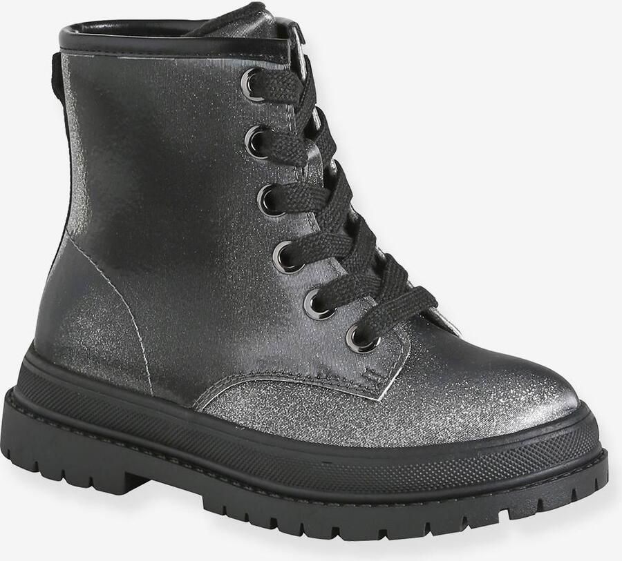 VERTBAUDET Meisjesboots met veters en rits zilver