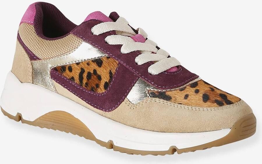 VERTBAUDET Meisjessneakers leer met veters beige - Foto 2