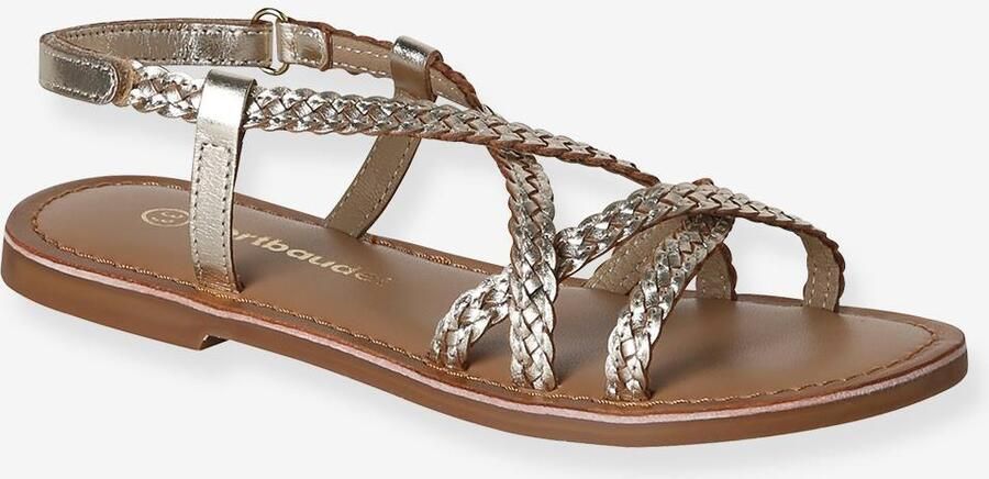 VERTBAUDET Sandalen meisjes leer met klittenband goud
