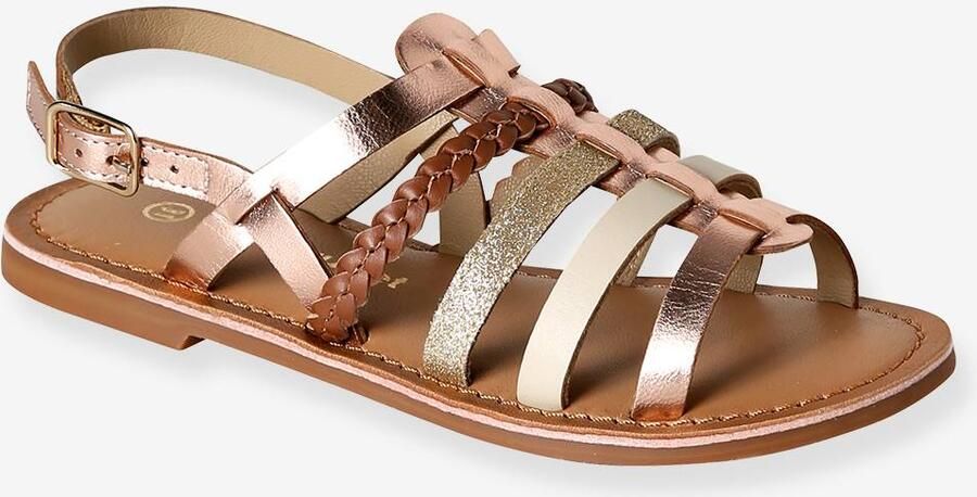 VERTBAUDET Sandalen meisjes multi-bandjes van leer goud