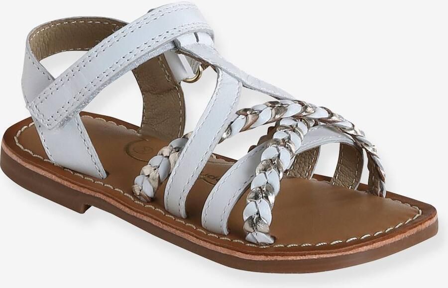VERTBAUDET Sandalen met klittenband van leer voor kinderen kleuterschoolcollectie wit - Foto 2
