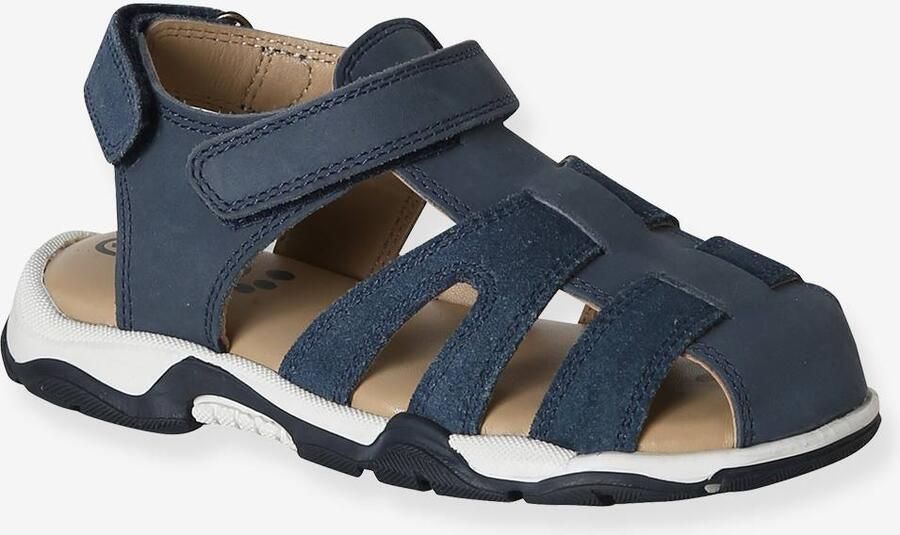 VERTBAUDET Sandalen voor jongens van leer met gesp veel blauw