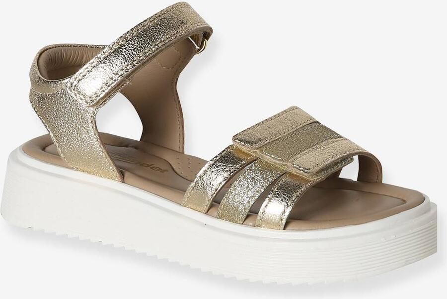 VERTBAUDET Sandalen voor meisjes van leer met klittenband goud