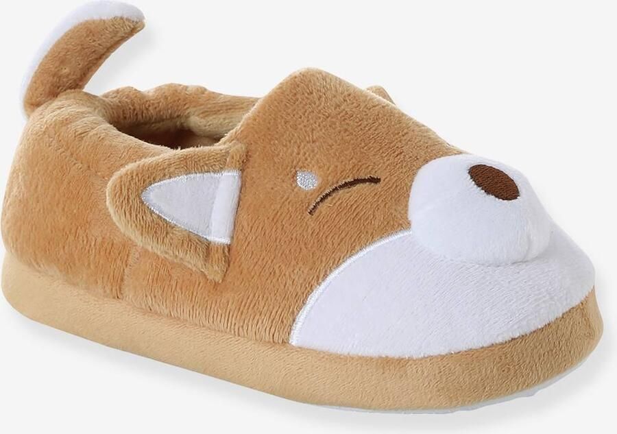 VERTBAUDET Sloffen met shiba-knuffellook voor kinderen beige
