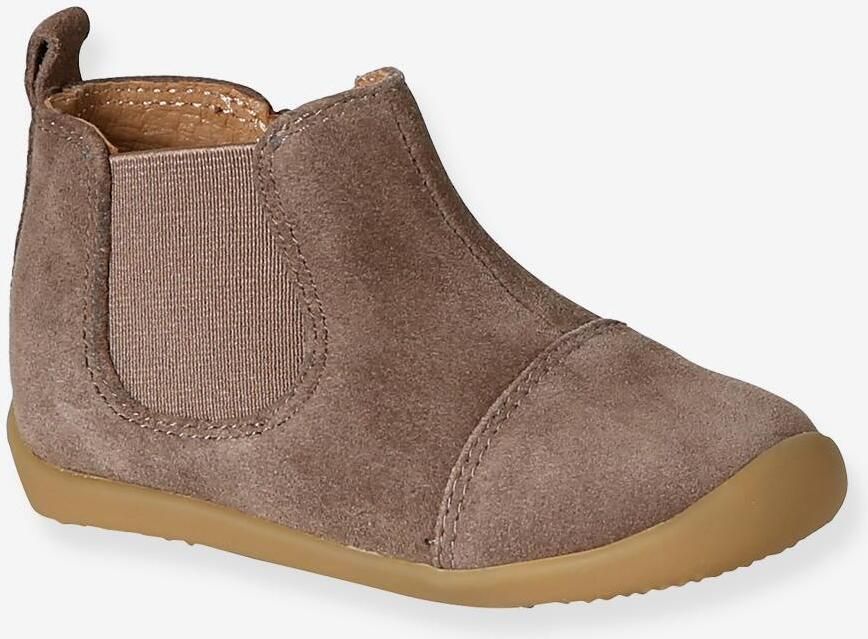 VERTBAUDET Soepel leren laarzen met rits en elastiek beige - Foto 2