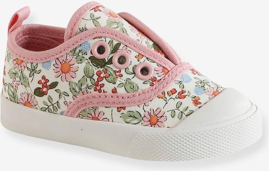VERTBAUDET Stoffen elastische babysneakers roze bedrukt