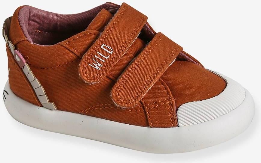 VERTBAUDET Stoffen sneakers met klittenband babyjongen donkerbruin