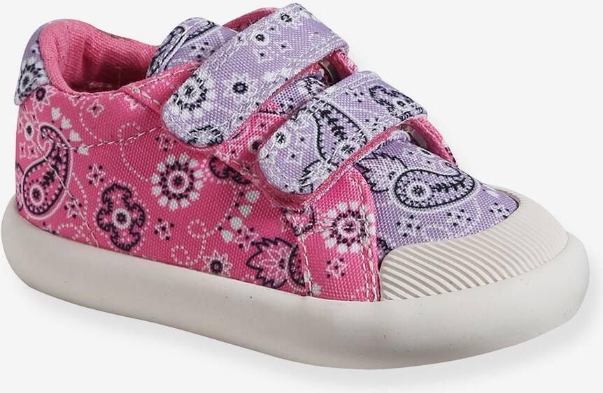 VERTBAUDET Stoffen tennisschoenen met klittenband voor babymeisjes paars bedrukt
