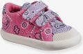 VERTBAUDET Stoffen tennisschoenen met klittenband voor babymeisjes paars bedrukt - Paars