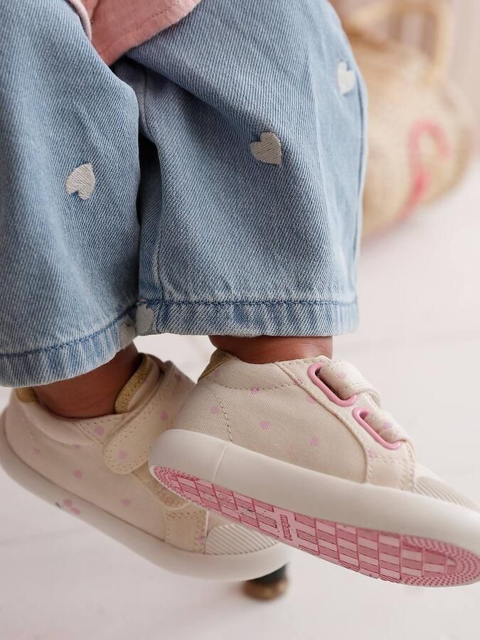 VERTBAUDET Stoffen tennisschoenen met klittenband voor babymeisjes veel roze