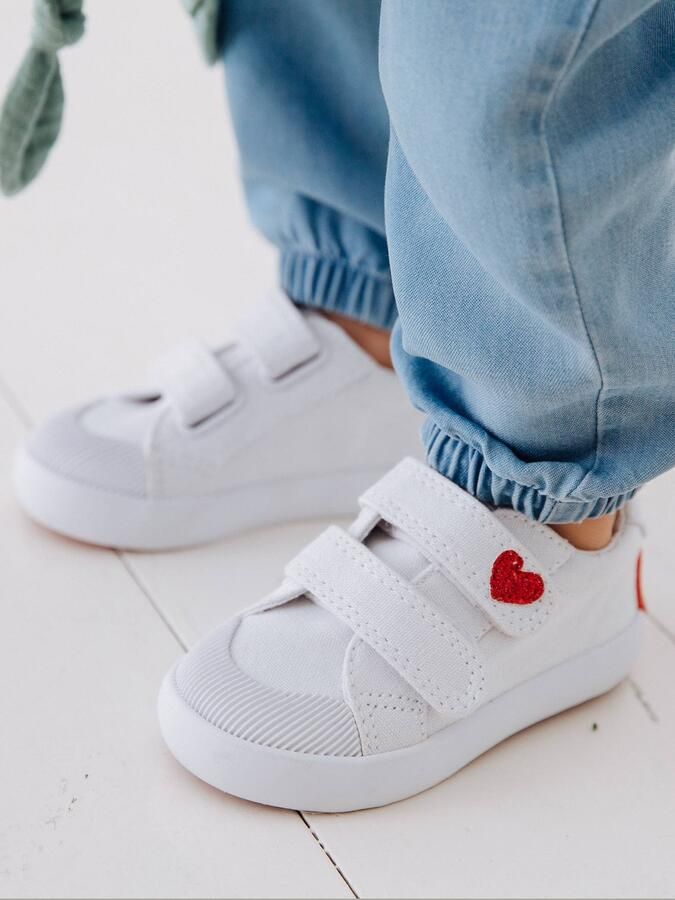 VERTBAUDET Stoffen tennisschoenen met klittenband voor babymeisjes wit - Foto 2