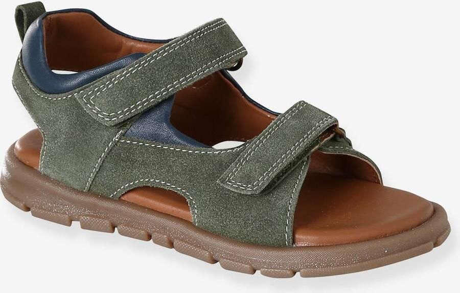 VERTBAUDET Textiel sandalen voor jongens met klittenband kaki
