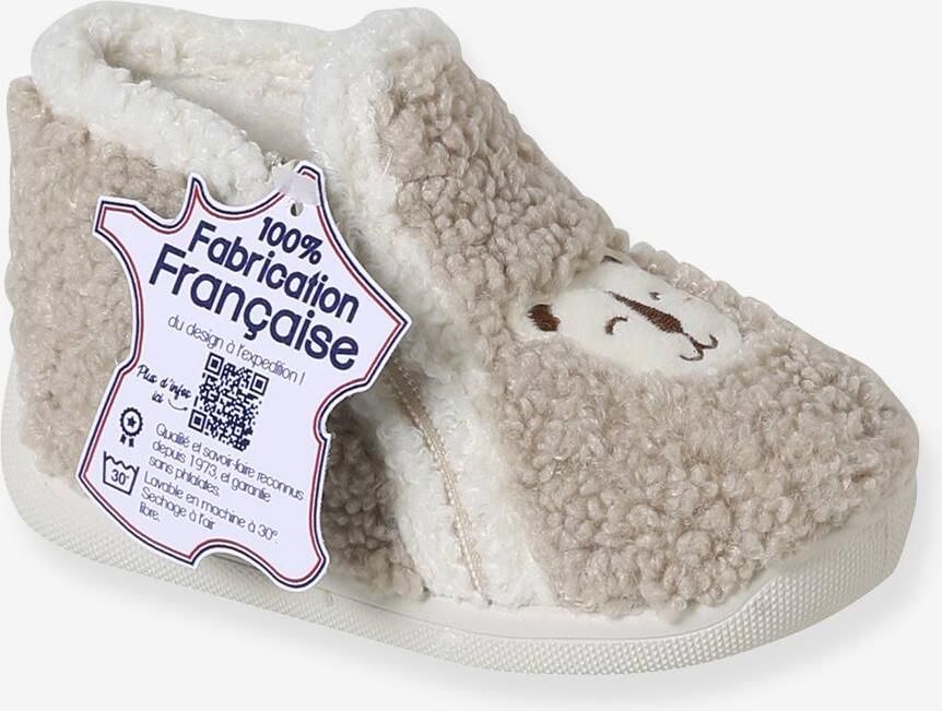 VERTBAUDET Textiele sloffen met schapenvacht voor baby's gemaakt in Frankrijk beige - Foto 2