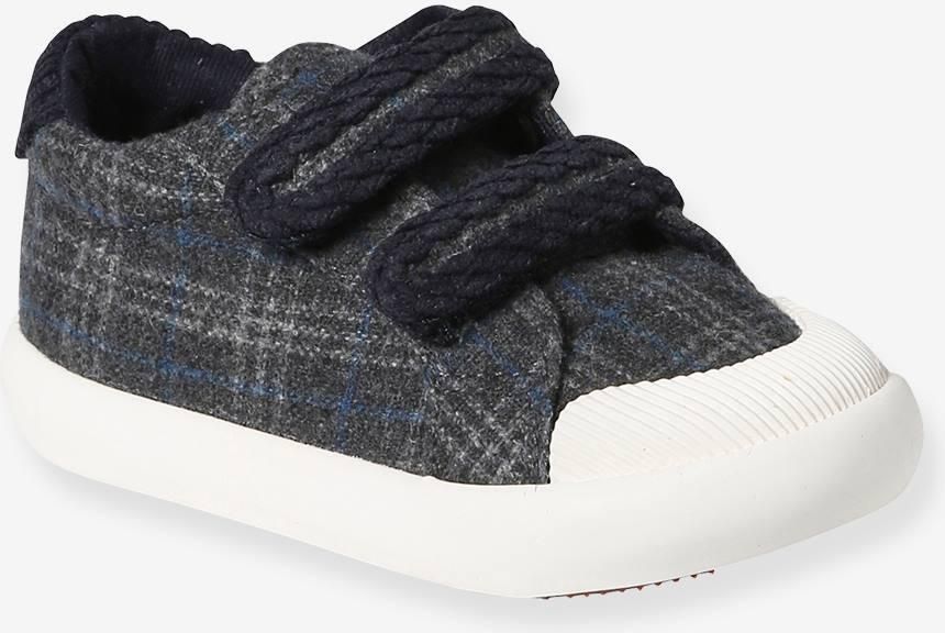 VERTBAUDET Textielen sneakers met klittenband voor baby grijs geruit - Foto 2