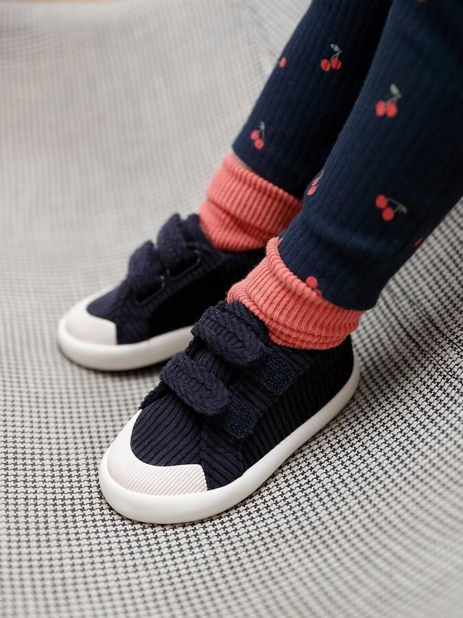 VERTBAUDET Textielen sneakers met klittenband voor baby marineblauw