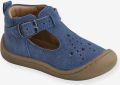 VERTBAUDET Zacht lederen sandalen voor baby's die kruipen jeansblauw - Blauw