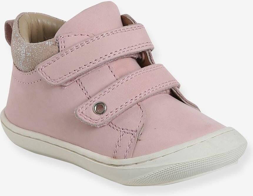 VERTBAUDET Zachte lederen baby-slofjes voor de eerste stapjes roze (poederkleur)