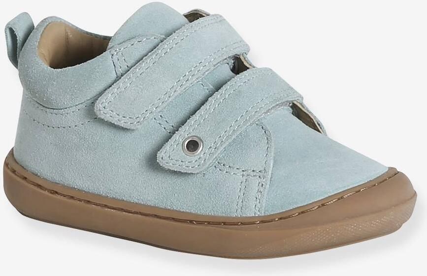 VERTBAUDET Zachte lederen baby-slofjes voor de eerste stapjes turquoiseblauw