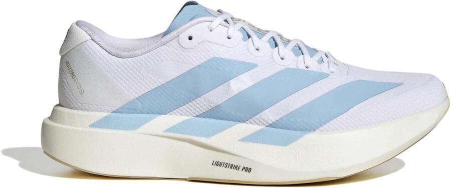 Adidas Adizero Evo SL Woven Hardloopschoenen Wit Lichtblauw Goud