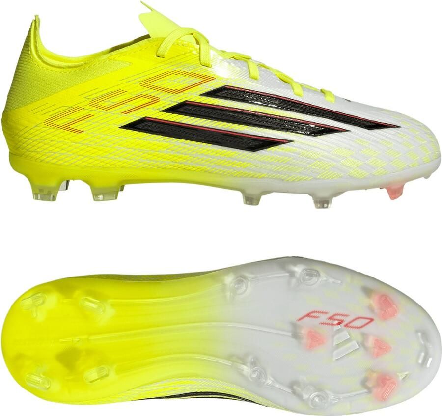 Adidas F50 Elite Gras Voetbalschoenen (FG) Kids Neongeel Zwart Rood - Foto 2