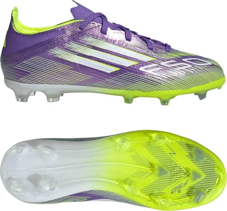 Adidas F50 Elite Gras Voetbalschoenen (FG) Kids Paars Wit Neongeel - Foto 3