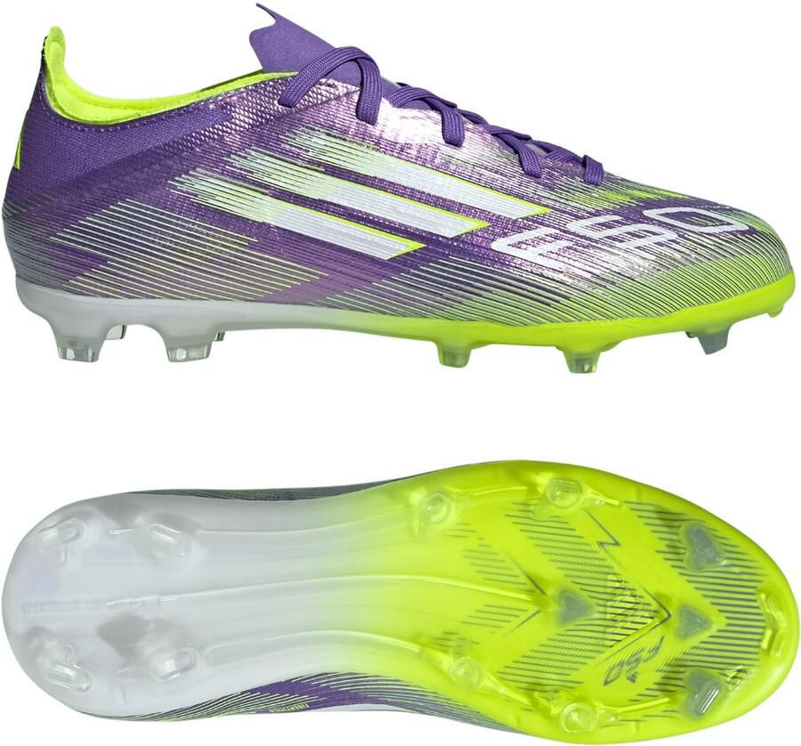 Adidas F50 Elite Gras Voetbalschoenen (FG) Kids Paars Wit Neongeel - Foto 3