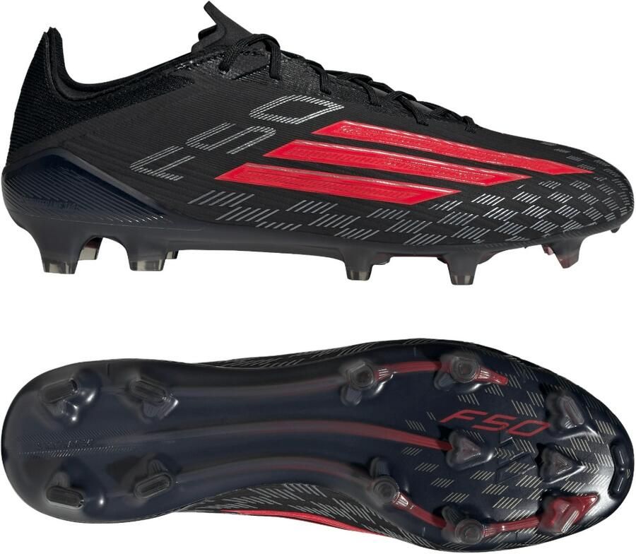 Adidas F50 Elite Gras Voetbalschoenen (FG) Zwart Rood Donkergrijs