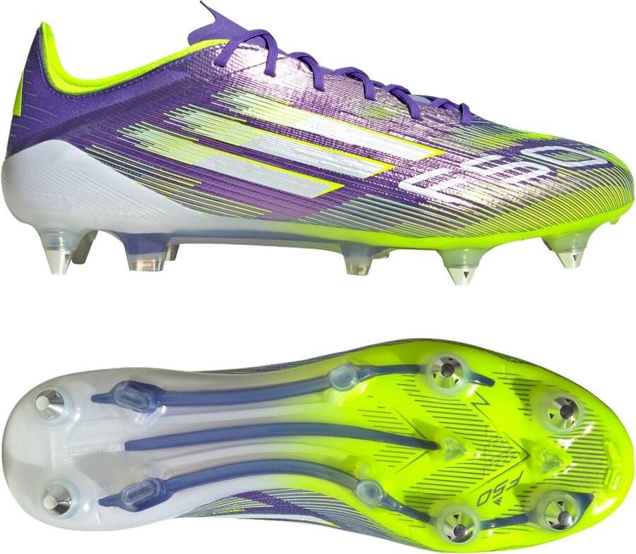 Adidas F50 Elite IJzeren-Nop Voetbalschoenen (SG) Paars Wit Neongeel - Foto 2