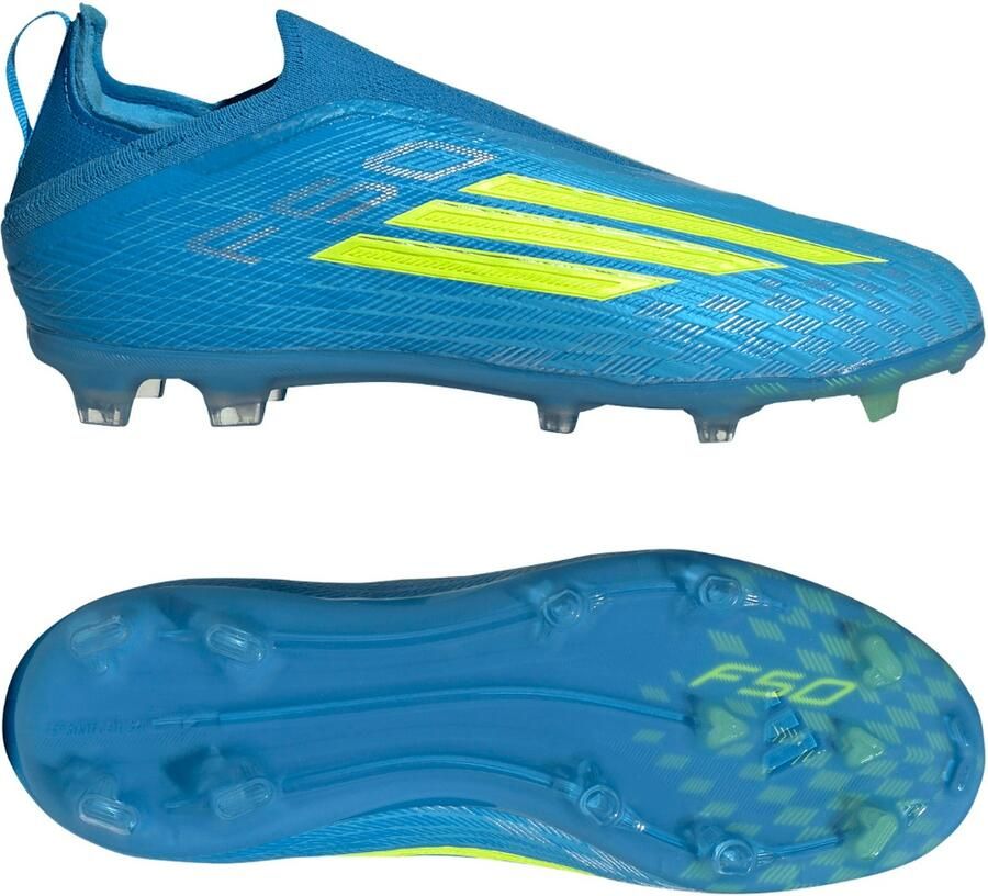 Adidas F50 Elite Veterloze Gras Voetbalschoenen (FG) Kids Blauw Neongeel